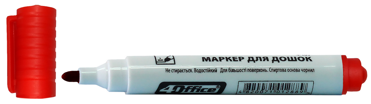 Маркер 4OFFICE для сухостираємих дошок (4-105), червоний